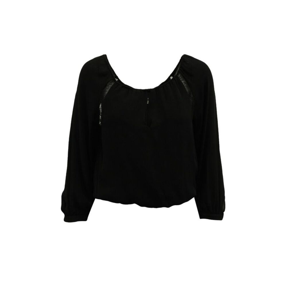 Alice + Olivia Blouse with Lace Detail in Black Silk